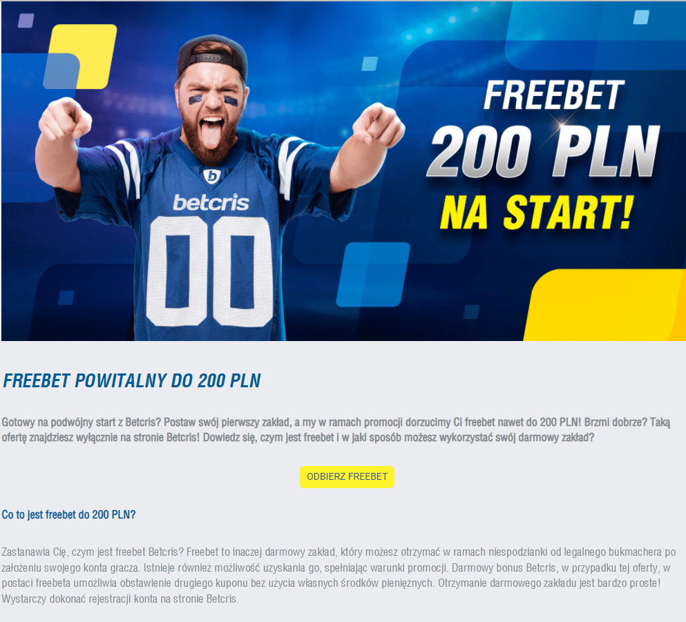 Freebet 200 PLN na start